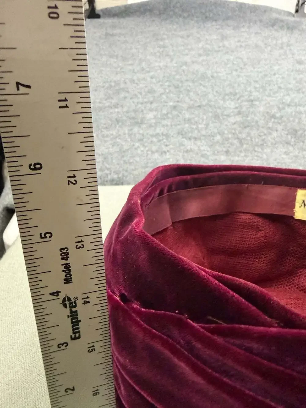 1960s Montaldo's Burgundy Velvet Turban Hat Ruched Cloche Vintage